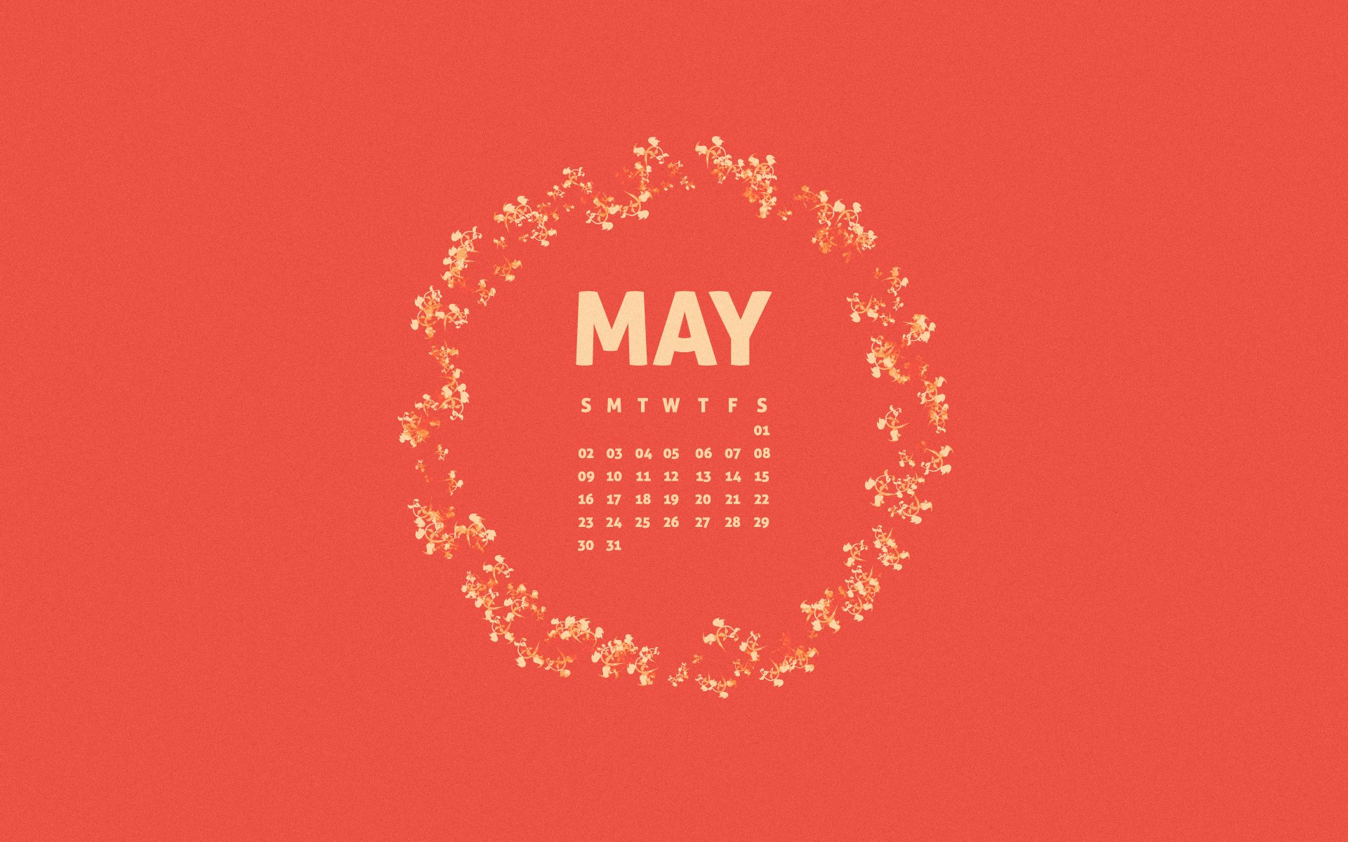 Click to download the May 2010 Desktop Calendar Wallpaper in 1920X1200