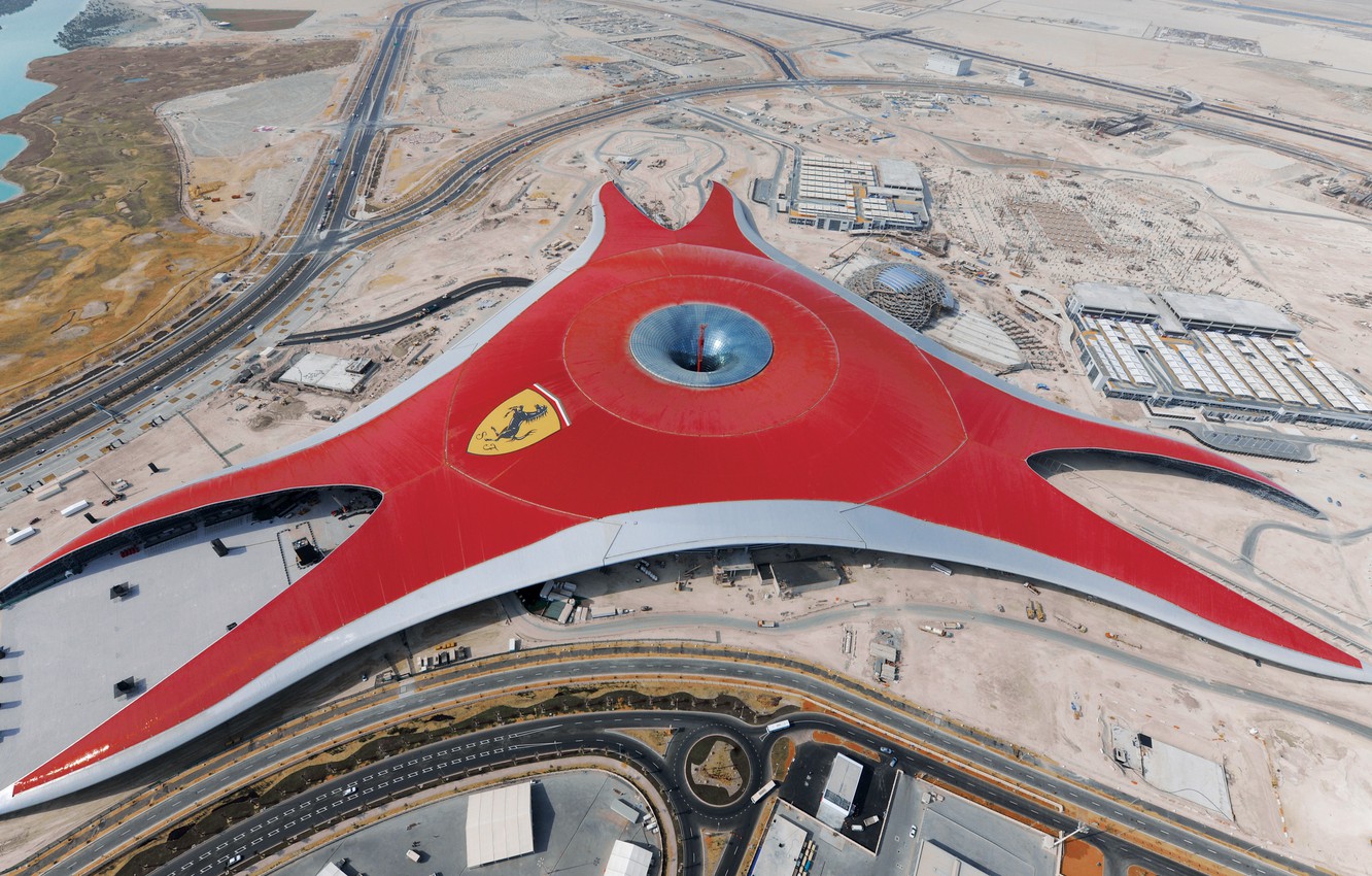 Wallpaper Ferrari World Dubai UAE Abu Dhabi Emirates Park 1332x850