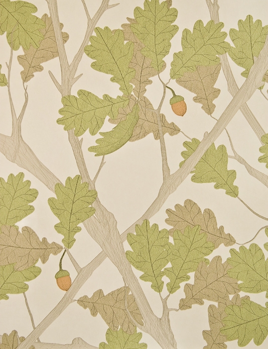 Wallpaper Ivory With Pistachio And Light Brown Oak Tree