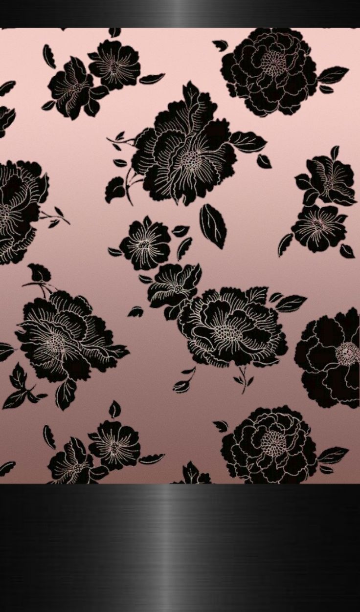 Black And Rose Gold Flowers Wallpaper