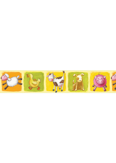 Farm Animals Wallpaper Border with Sheep Ducks pigs and cows 374x524