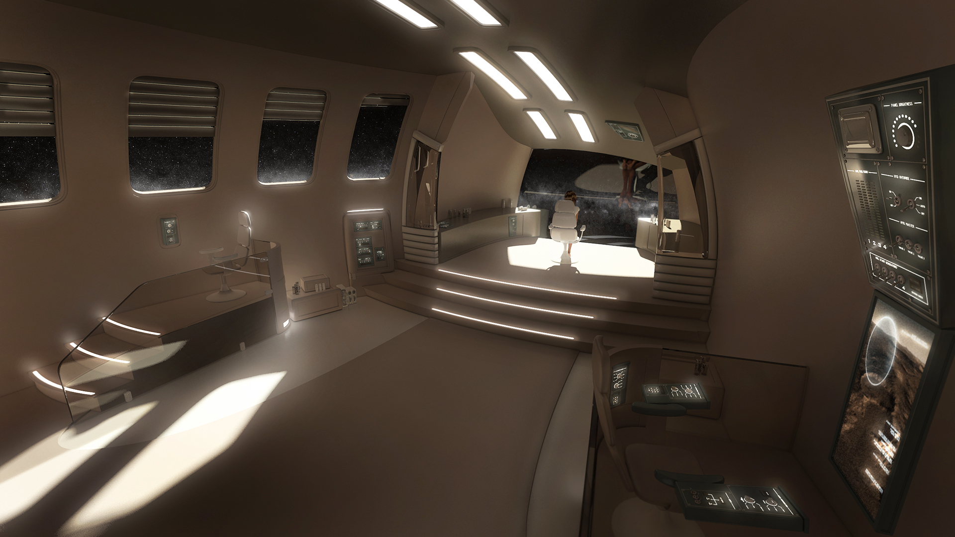 Craft Space Interior Cabin Seat The Girl Future Wallpaper