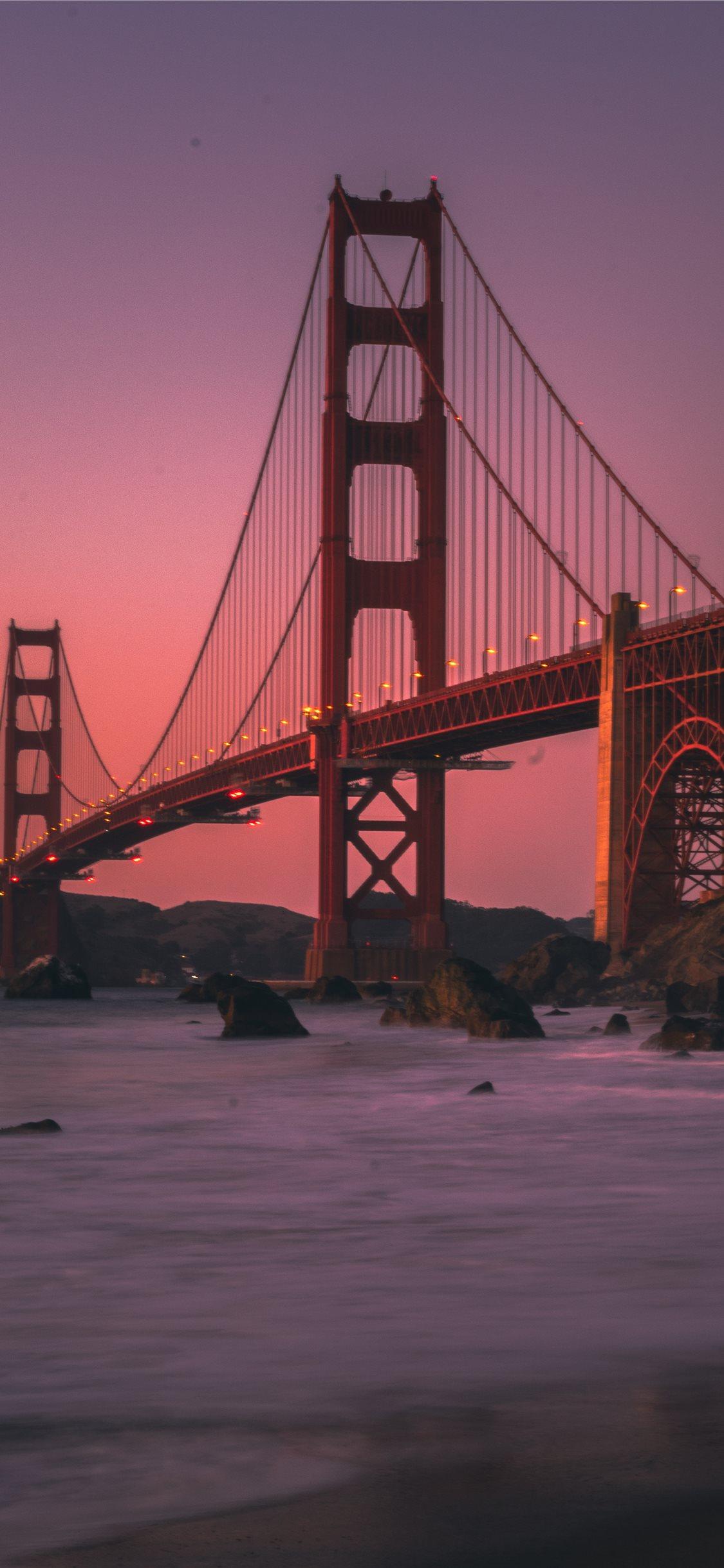 Golden Gate Bridge during sunset iPhone X Wallpapers Free Download
