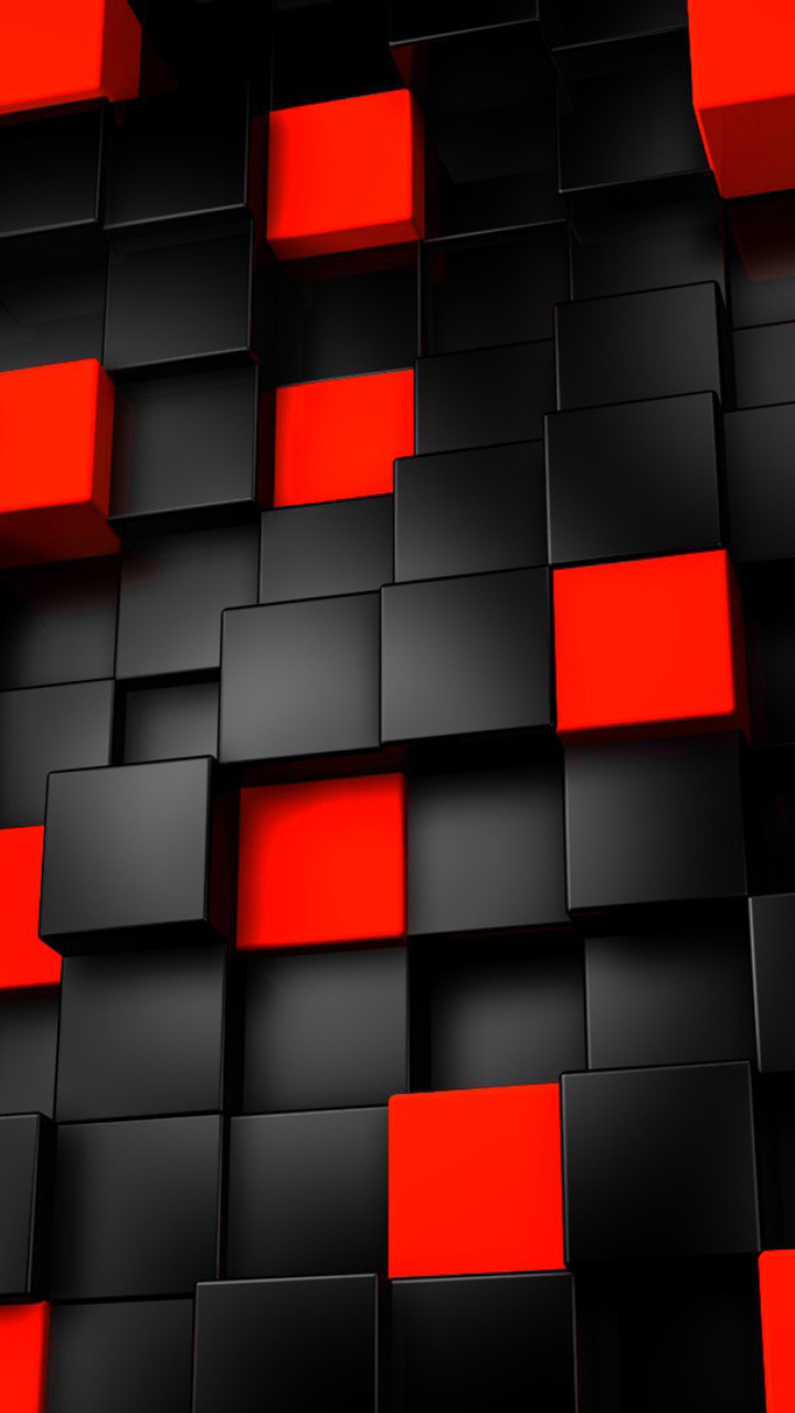 Abstract Black And Red Cubes Windows Phone Wallpaper