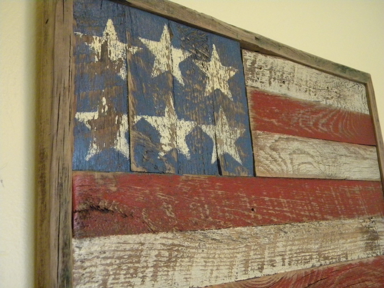 Rustic American Flag On Barn Wood Wallpaper