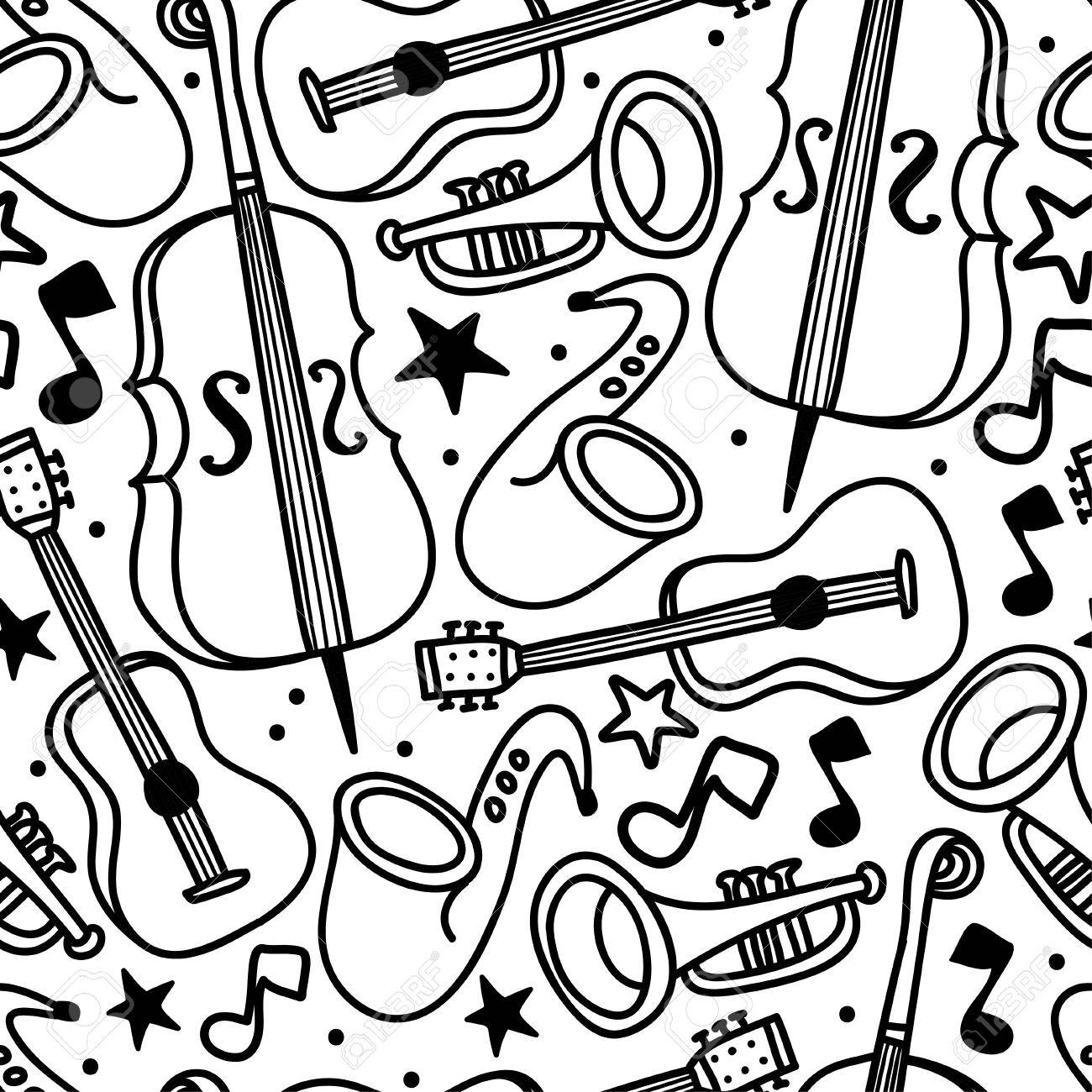 Seamless Background With Musical Instruments Jazz Or Blues Music