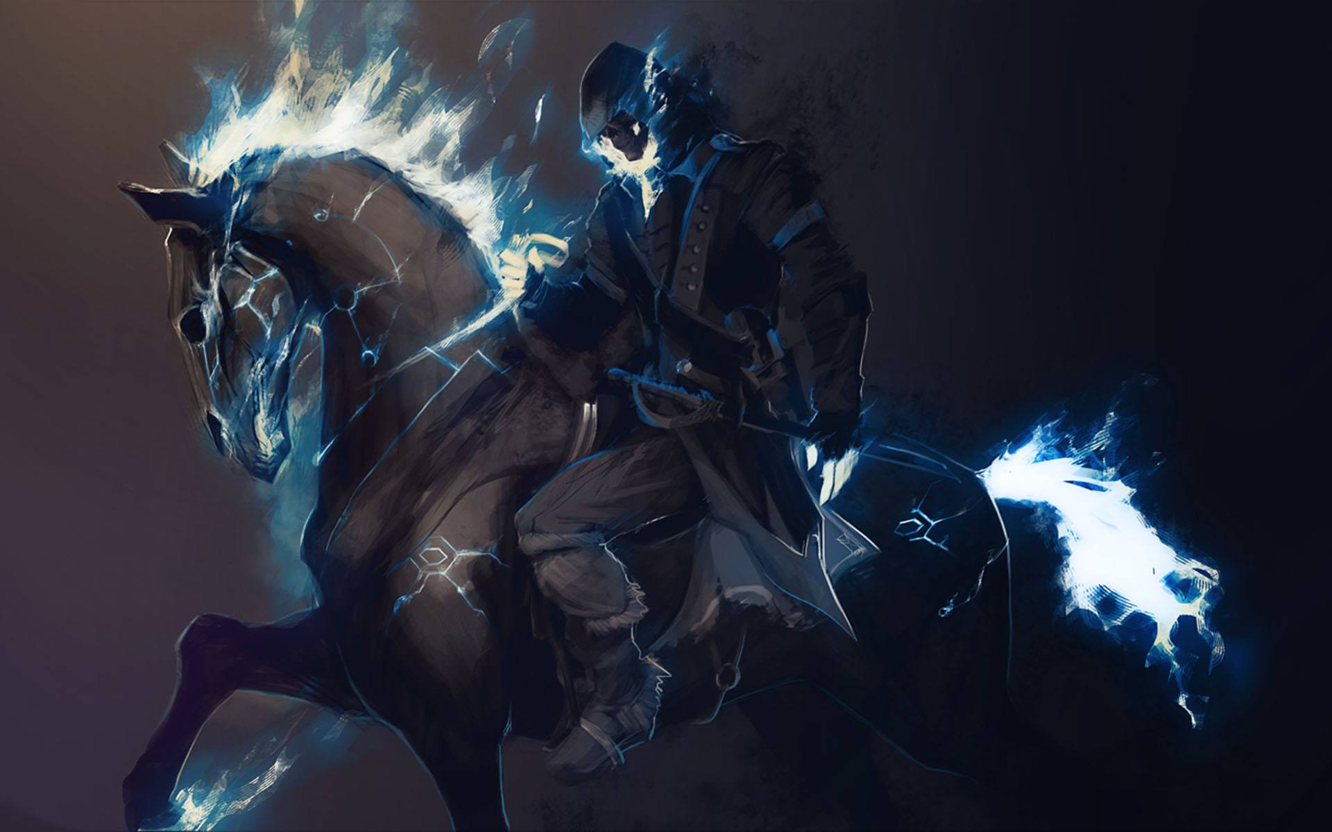 Wallpaper Horse Fantasy Painting Digital Fire