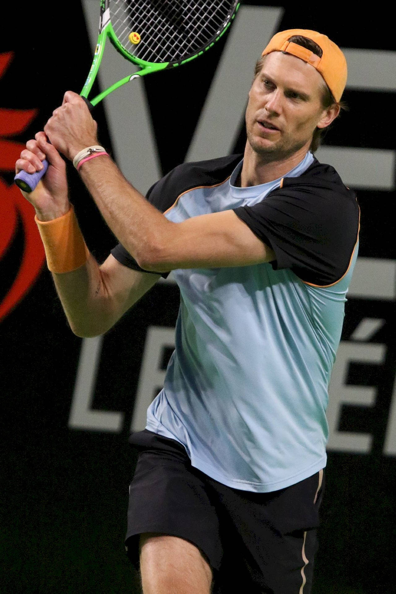 Andreas Seppi Delivering A Powerful Middle Wallpaper