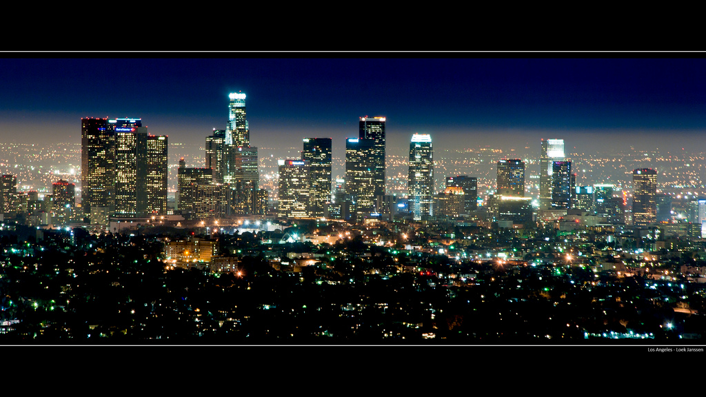 Los Angeles Skyline At Night Wallpaper Desktop Background X