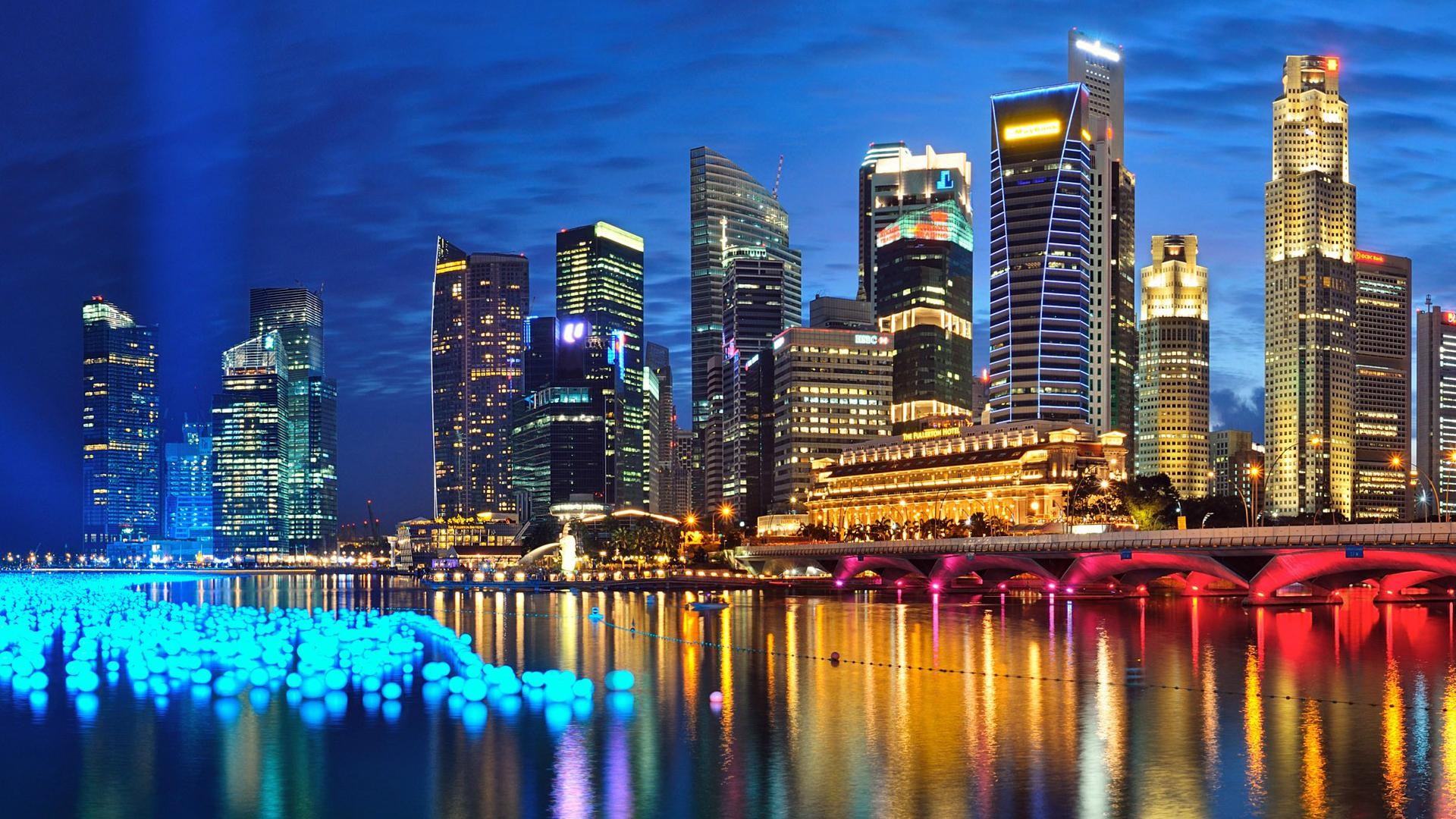 Wallpaper Night Singapore Glowing Marina Bay Sands Cities