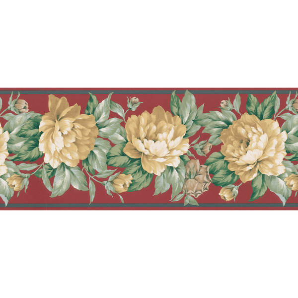 red floral wallpaper border this wallpaper border consists of a