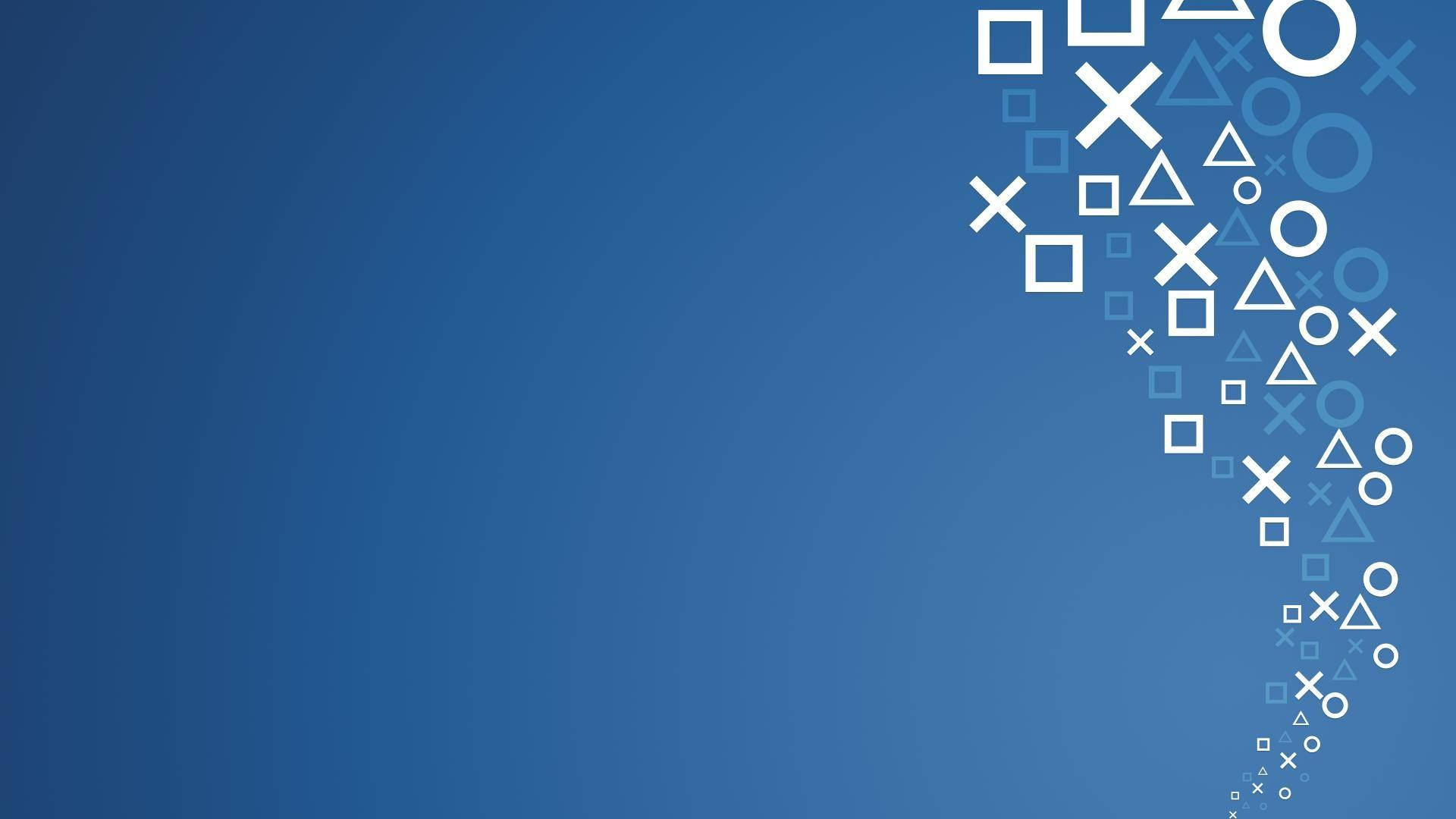 Abstract background with PlayStation controller button symbols on a blue gradient. Perfect for a Playstation console wallpaper
