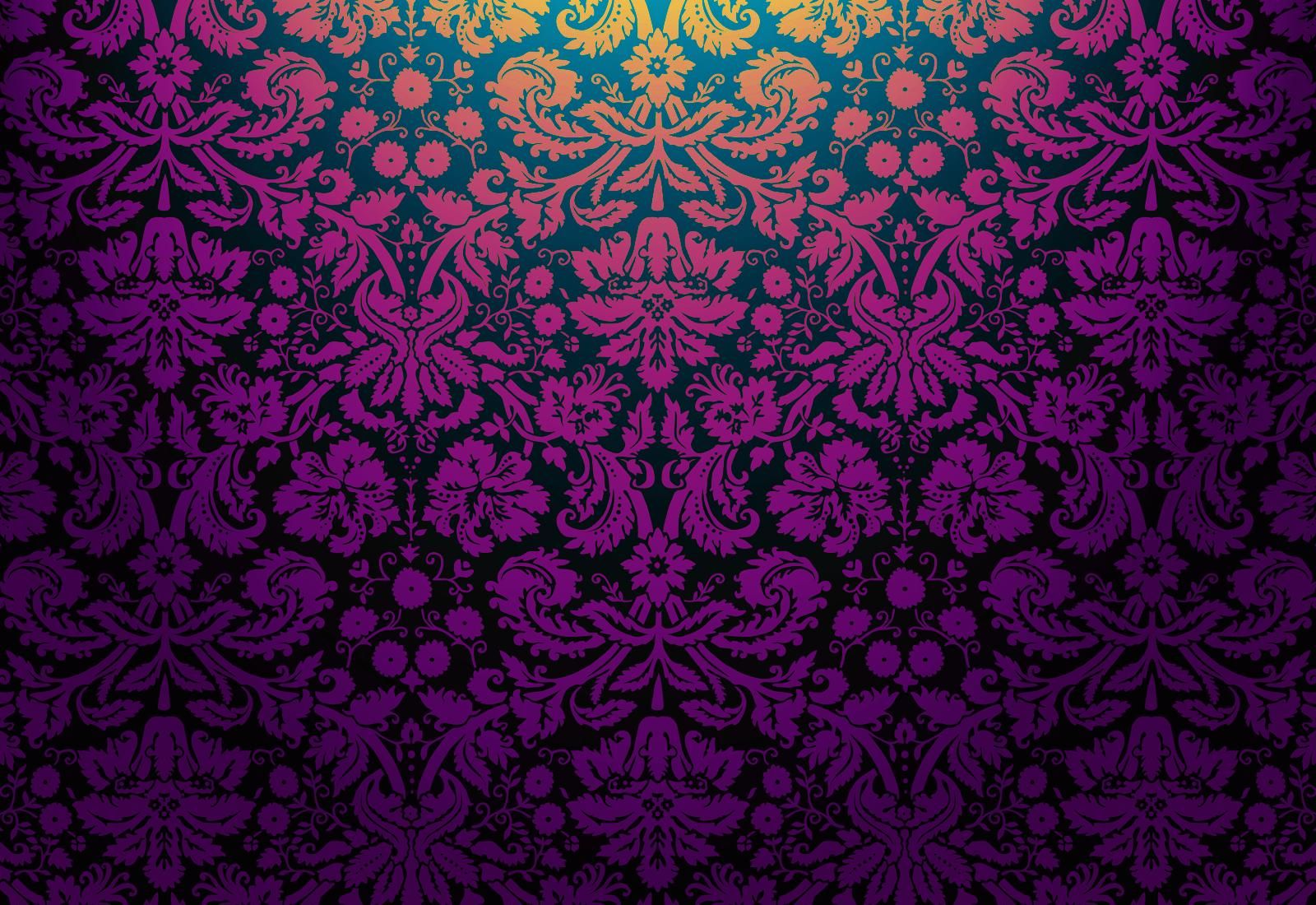 Purple And Black Damask Pattern Cover Business Banners