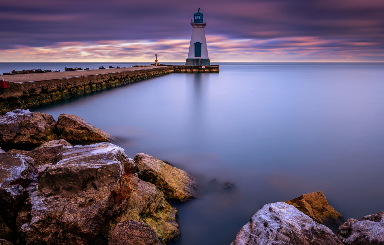 Wallpaper The City Lake Lighthouse Morning Excerpt Canada