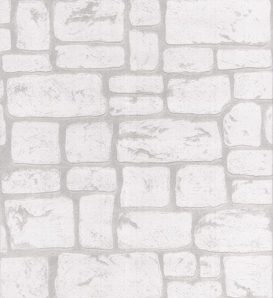 Paintable White Stone Brick Wallpaper Walls
