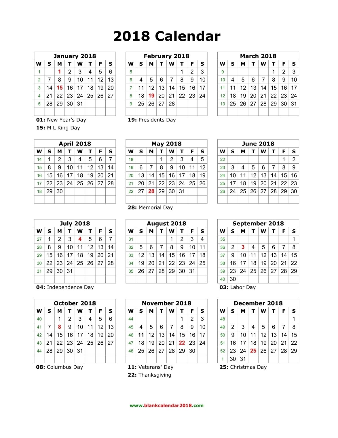 Year 2018 Calendar Work Wallpaper