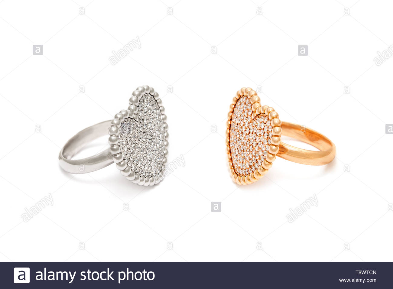 Diamond Rings Isolated On White Background With Diamonds In