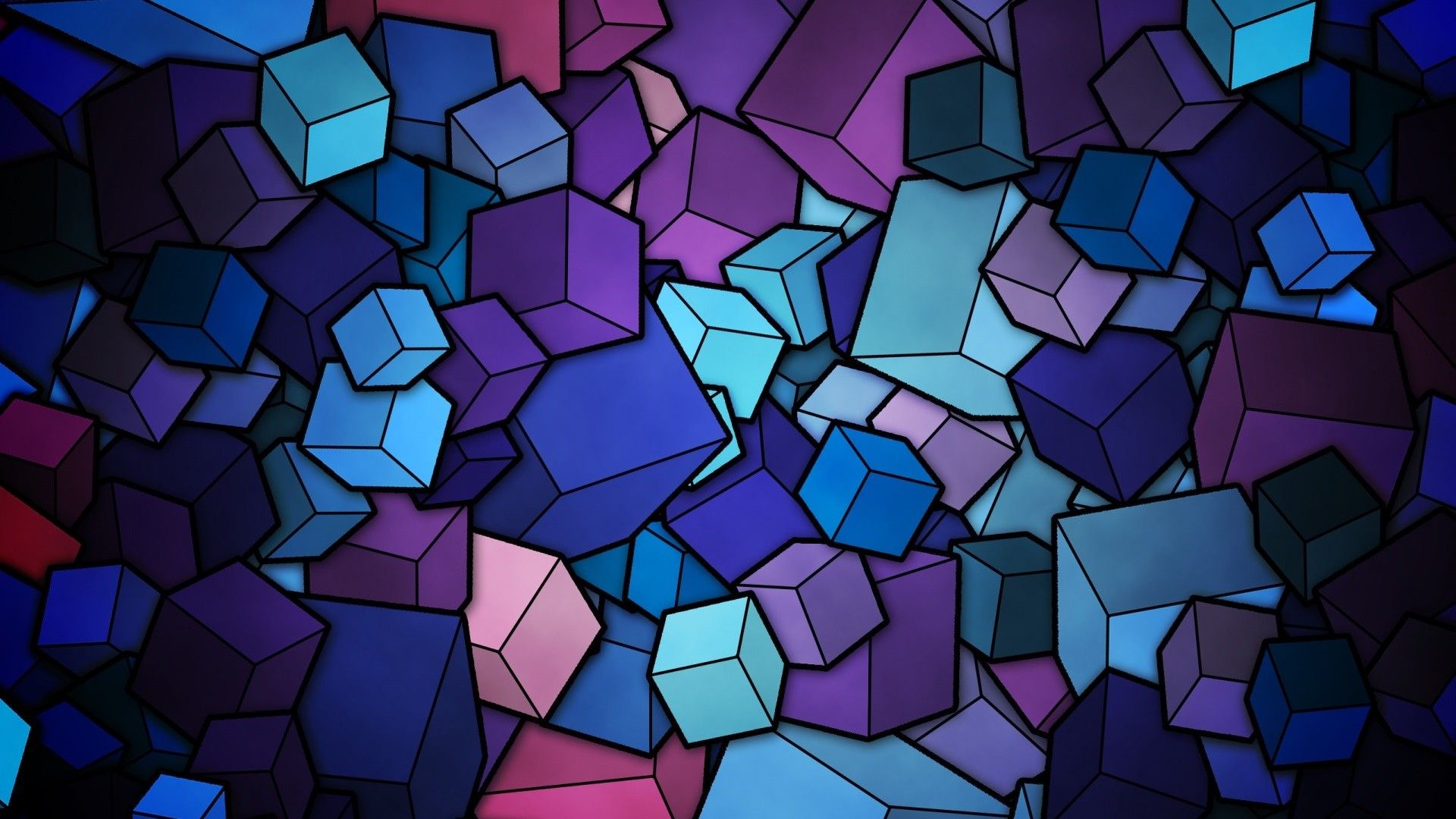 Stained Glass Geometry Cubes HD Wallpaper FullHDwpp