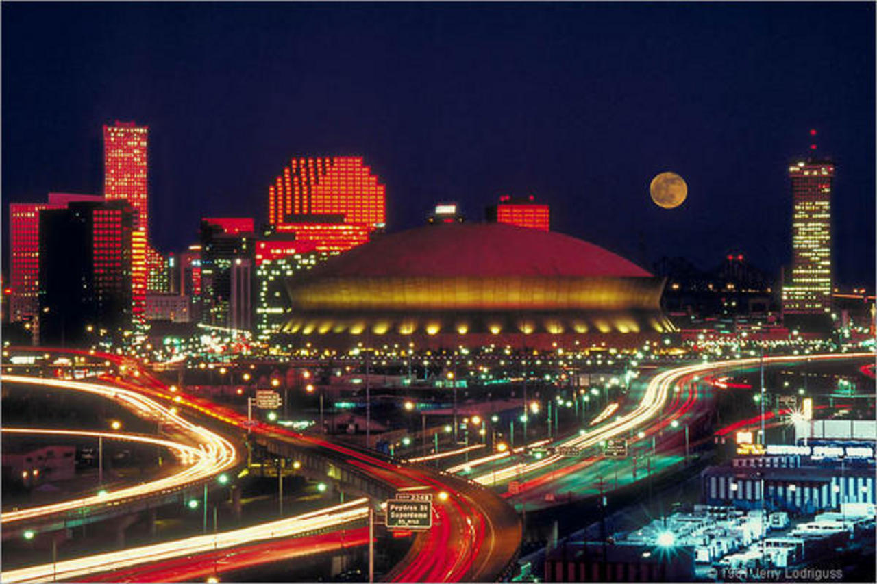New Orleans Superdome At Night Timeline Cover Background