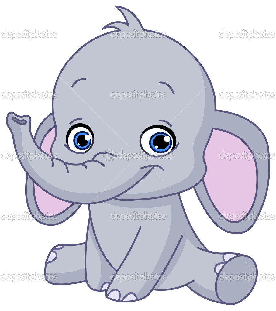 Cartoon Cute Baby Elephant Stock