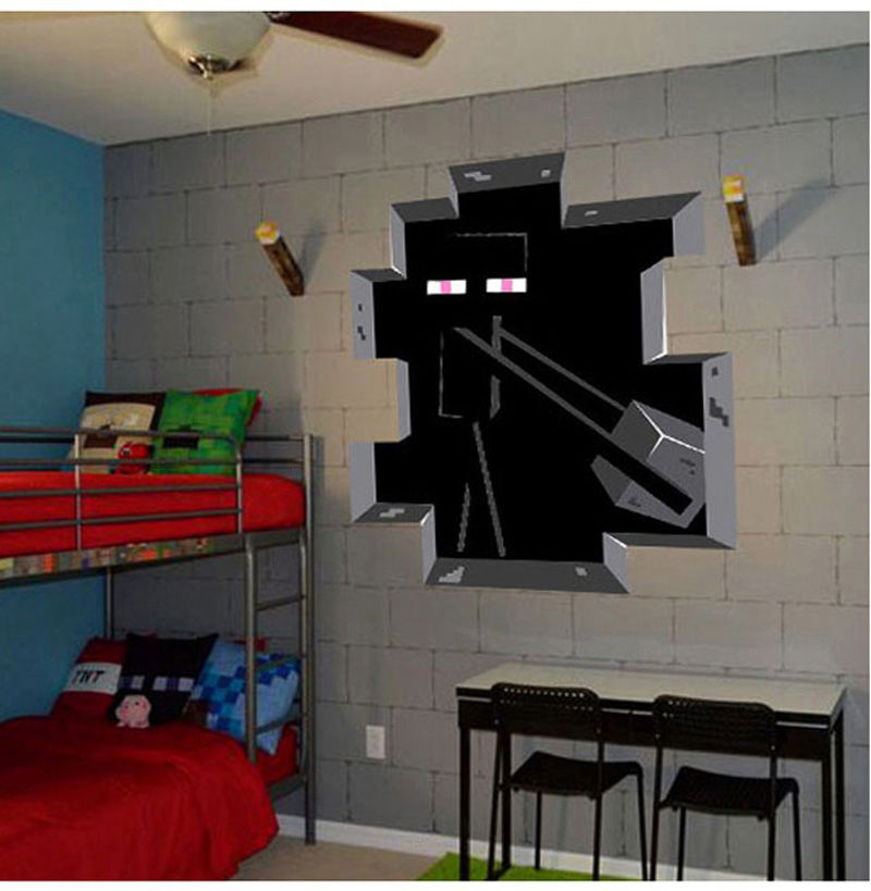 Minecraft Enderman Decal Diy Removable 3d Wall Sticker For Kids Room