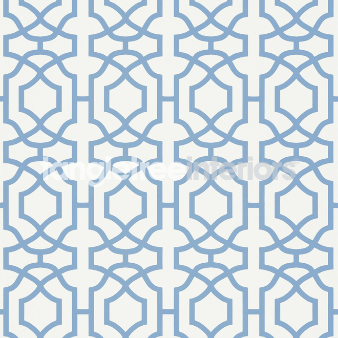 Alston Trellis Wallpaper From Thibaut T13029 Blue And White