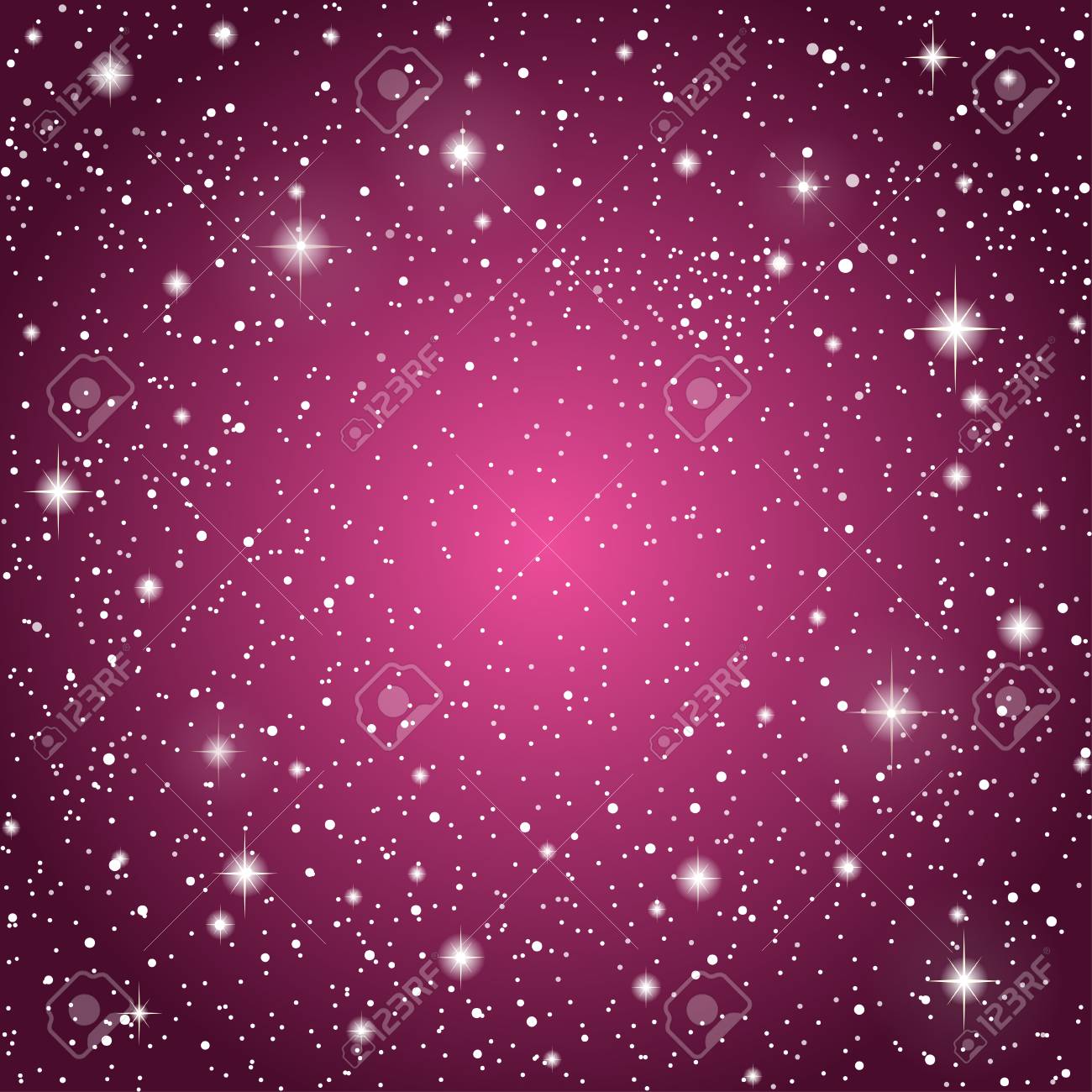 Realistic Starry Sky With Purple Glow Shining Stars Dark