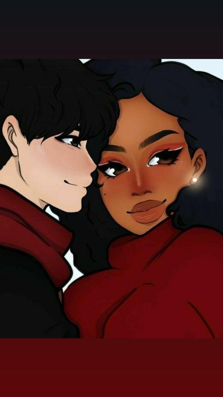 Casal Interracial Black Couple Art Cute Cartoon