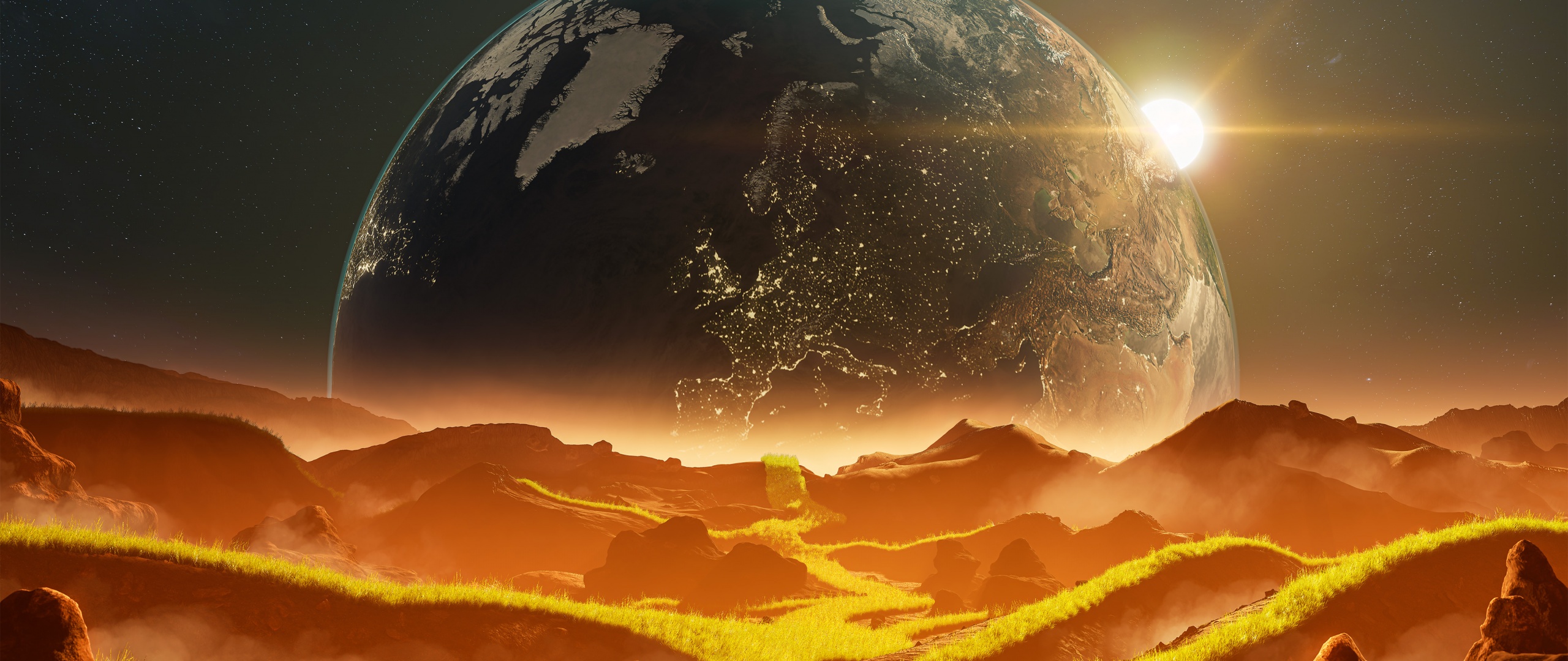 Wallpaper Planet Earth Space Abstract