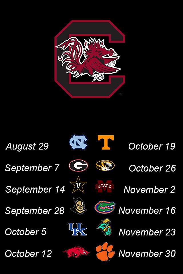 South Carolina Gamecocks Football Schedule iPhone Wallpaper