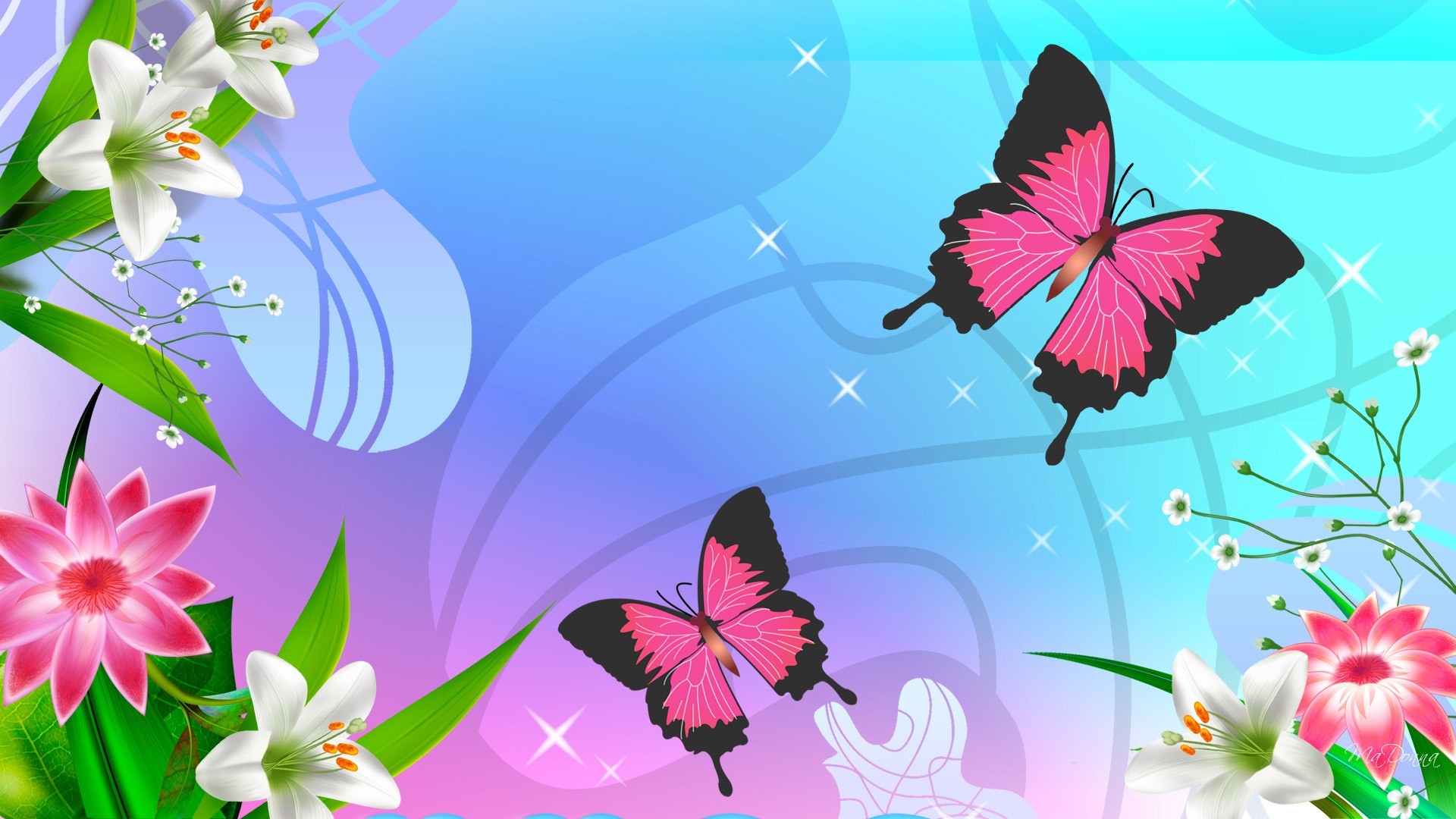 Butterflies And Flowers Cute Wallpaper Share This On