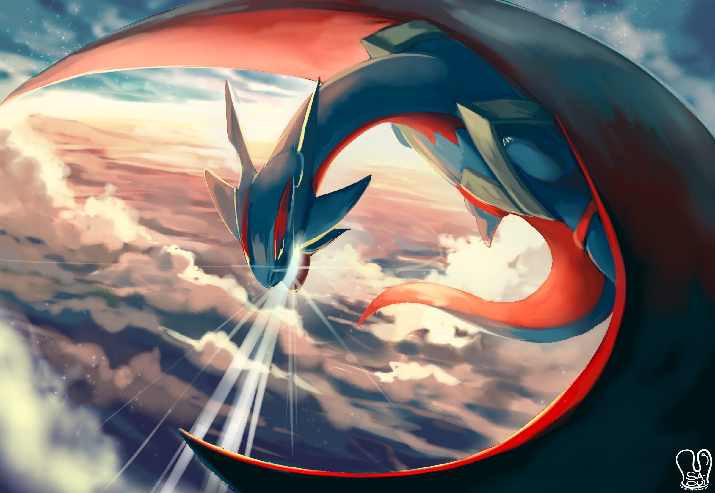 Dragon Mega Salamence Pokemon Sa Dui Sky Watermark Wallpaper