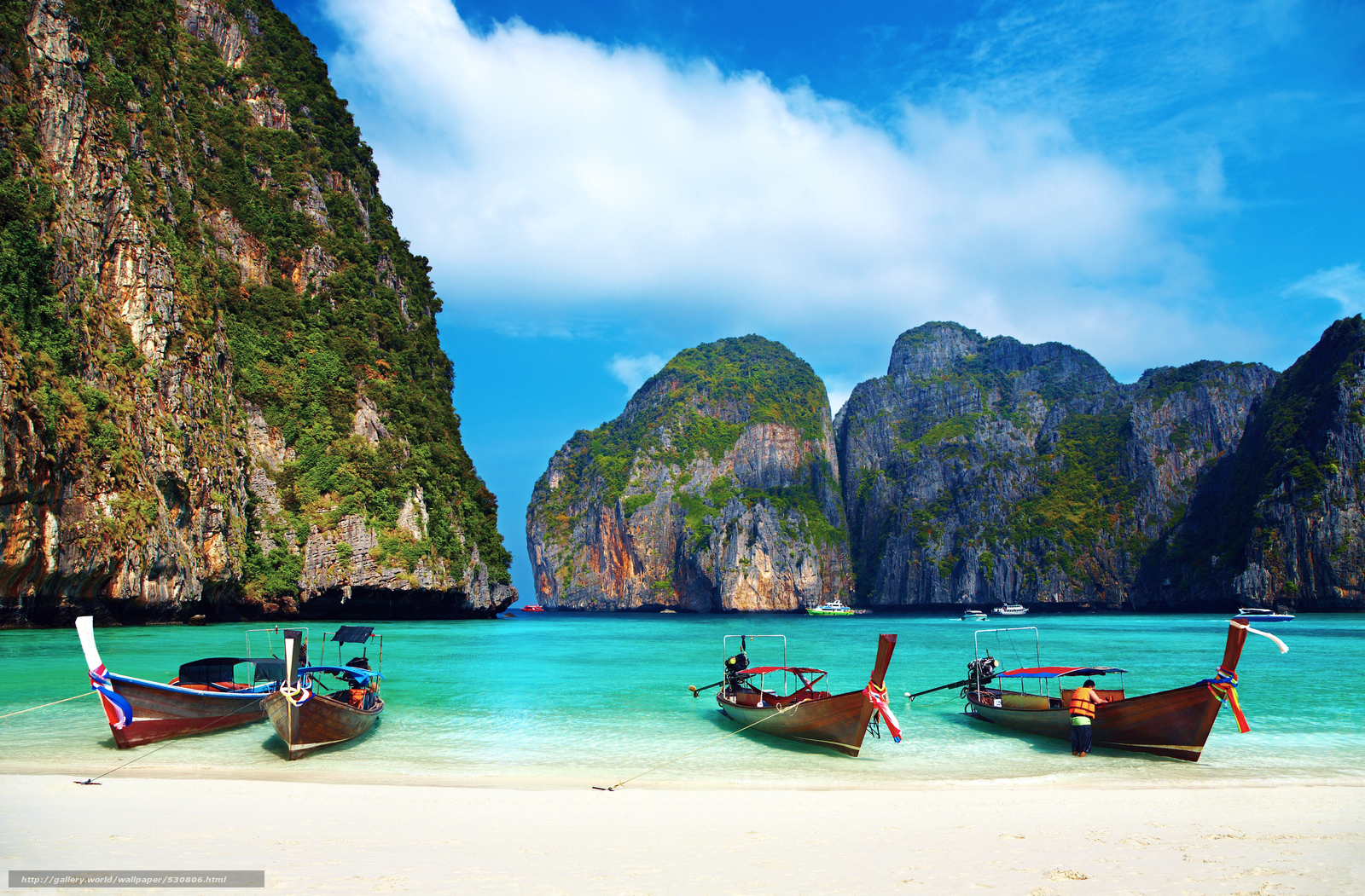 Wallpaper Thailand Tropics Beach Boat Desktop