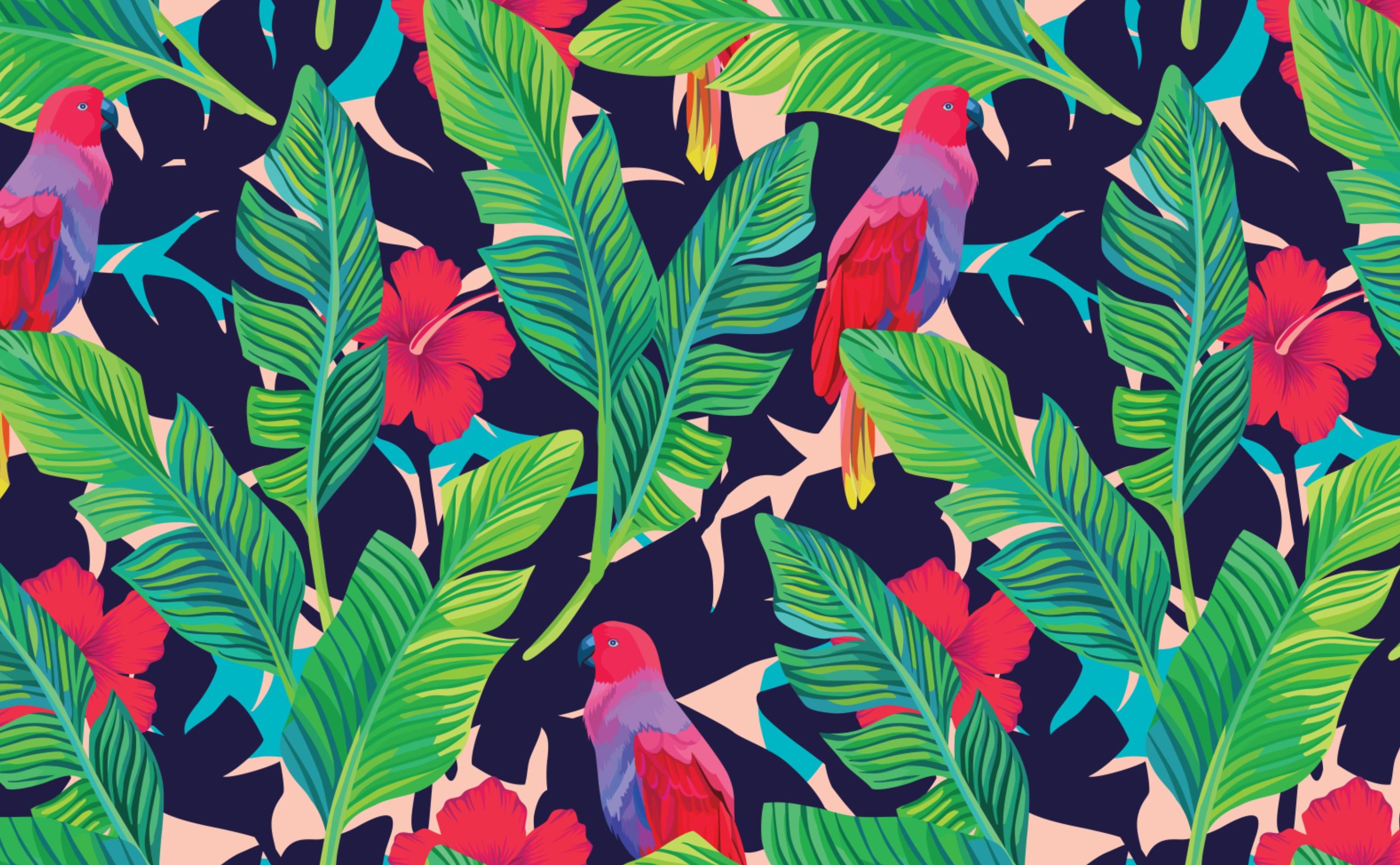Tropical Jungle Wallpaper For Walls Hidden Parrots