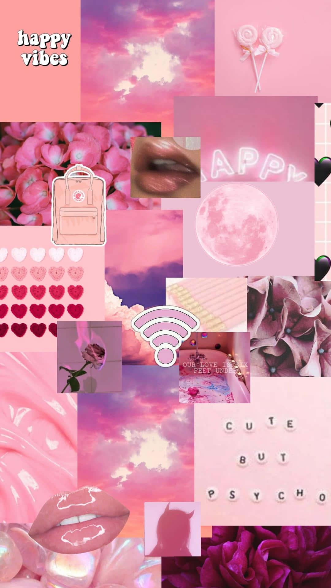 Free download Download Aesthetic Pink Collage With WiFi Signal Logo ...