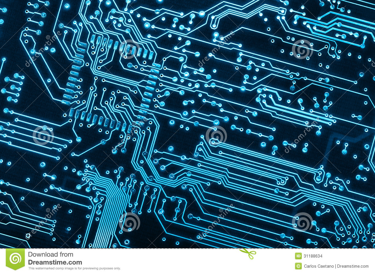 32 Circuit Board With Blue Background Wallpapers