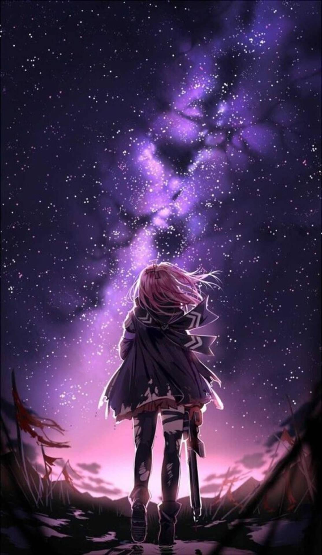Download Purple Anime Sky IPhone Wallpaper