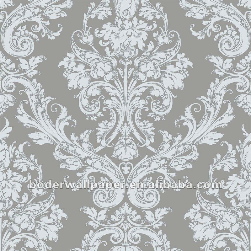 European Classic Style Silver Foil Wallpaper