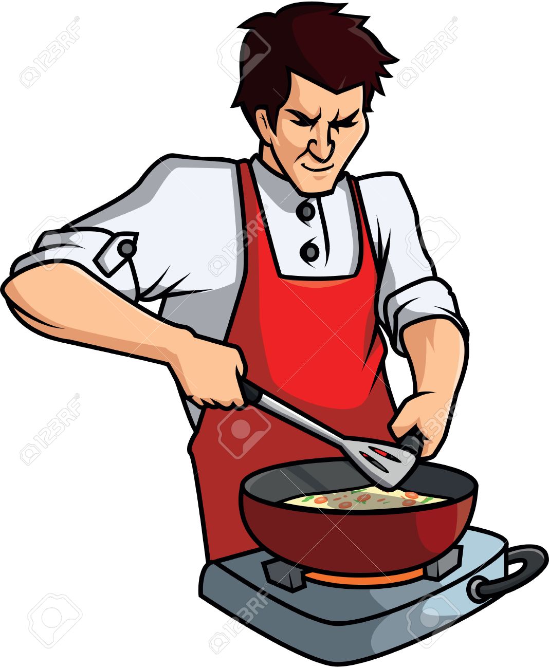 Cooking Man Cartoon Illustration Royalty SVG Cliparts 1068x1300