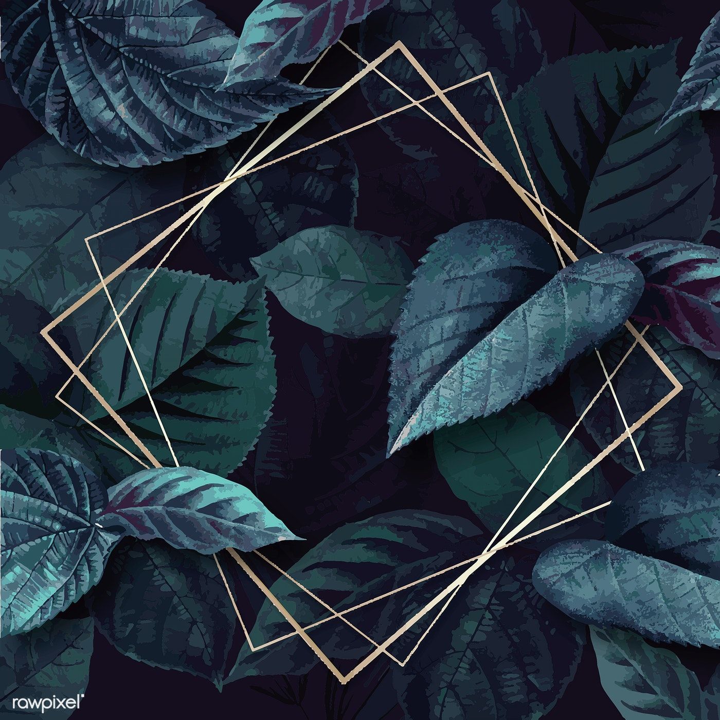 Premium Vector Of Rhombus Frame On A Leafy Background