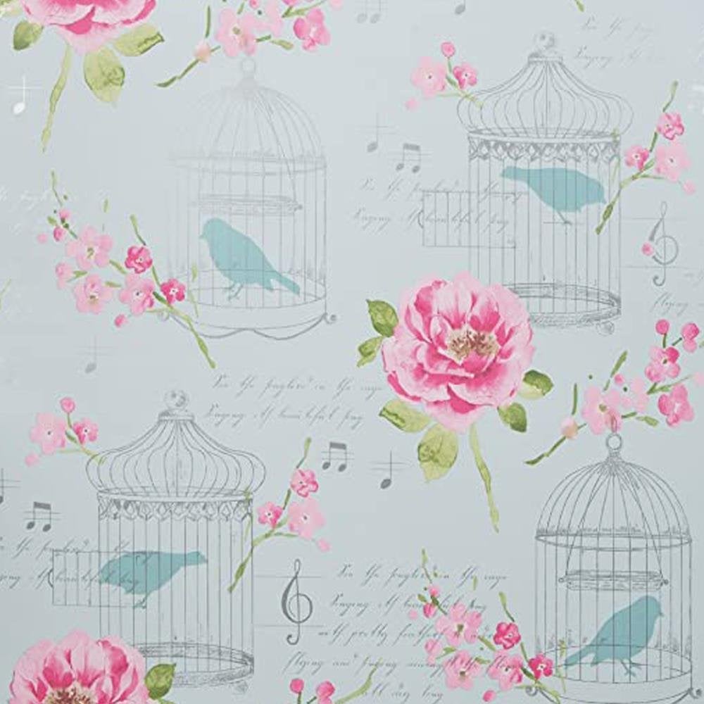 Alice Birdcage Wallpaper Pink Teal Arthouse