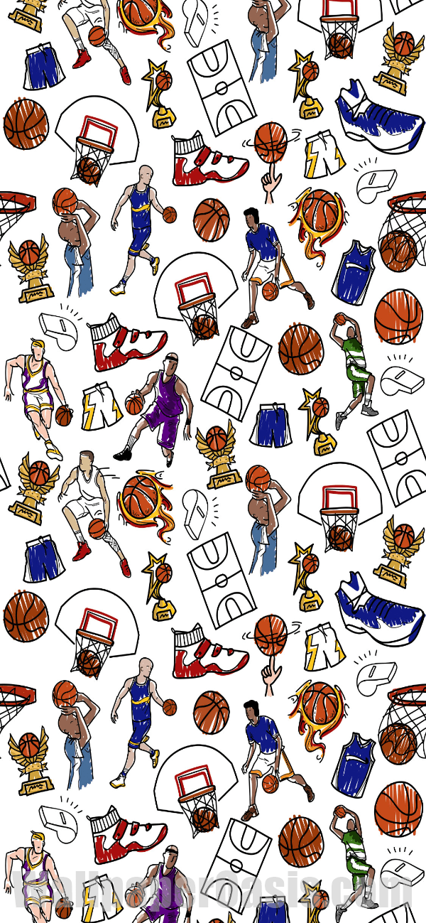 Colorful Basketball Doodle iPhone Wallpaper