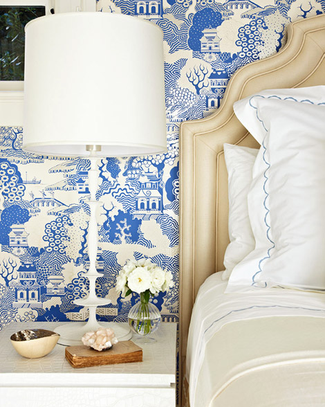 Blue And White Osborne Little Chinoiserie Wallpaper Featured In