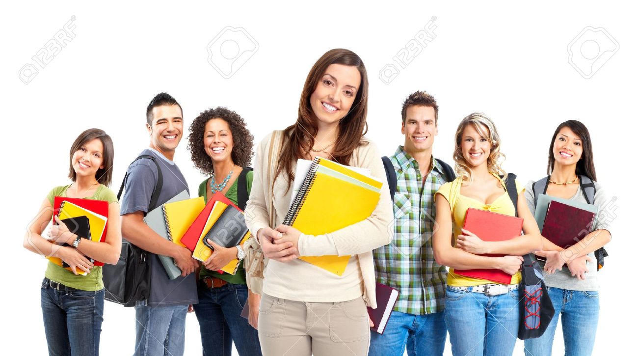 Large Group Of Smiling Students Isolated Over White Background