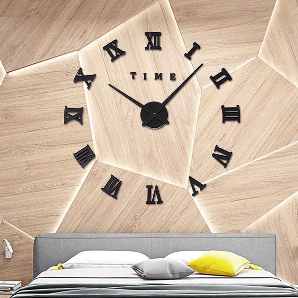3D Real Big Wall Clock Rushed Mirror Sticker Diy Living Room Home