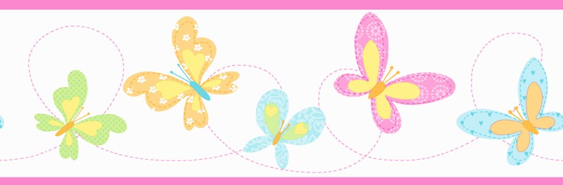 Fine Decor Hoopla Butterflies Pink Flower Wallpaper Border DLB07524