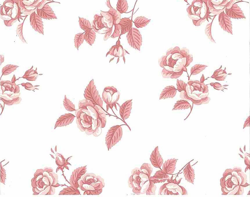 Pink Roses Vintage Wallpaper White English Country Waverly