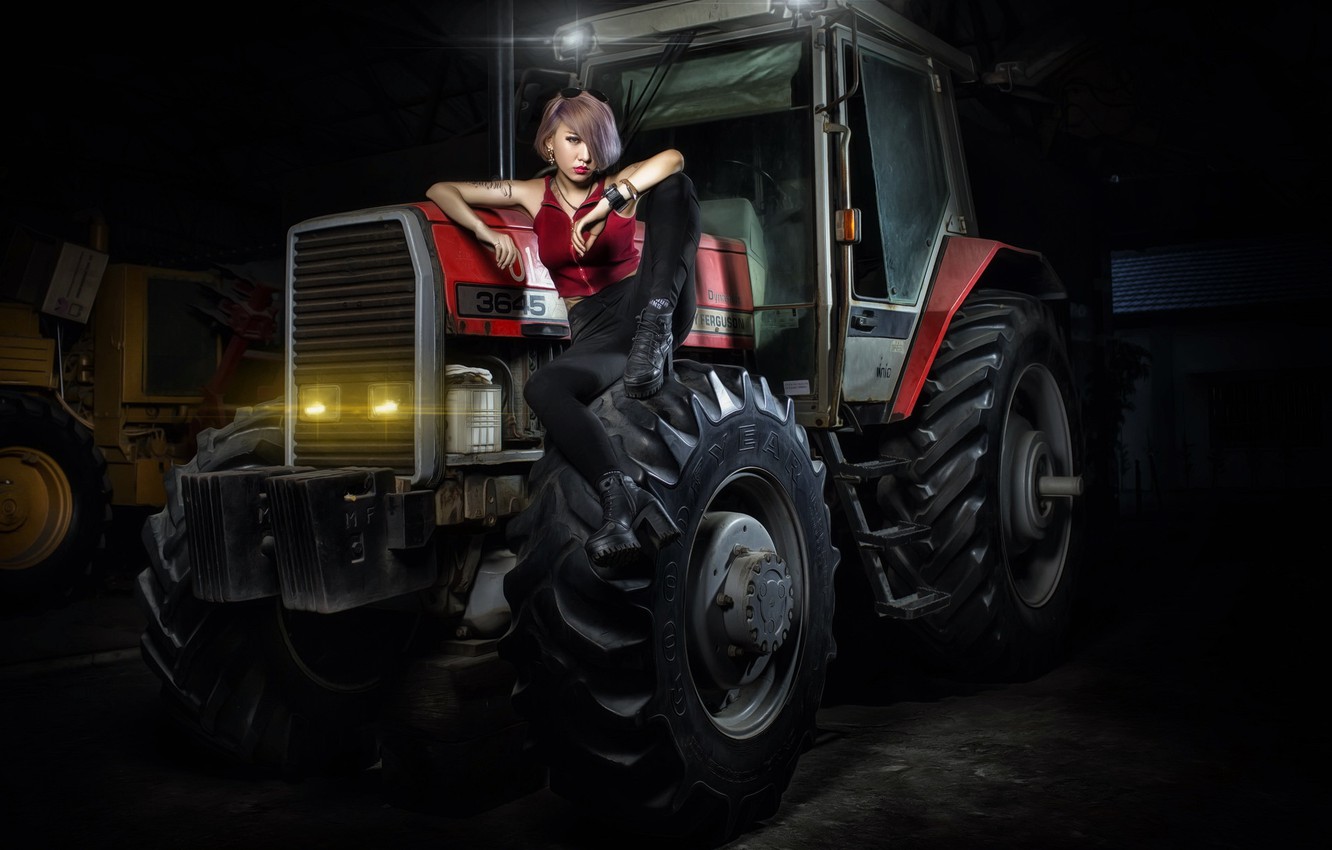Wallpaper Girl Background Tractor Image For Desktop Section