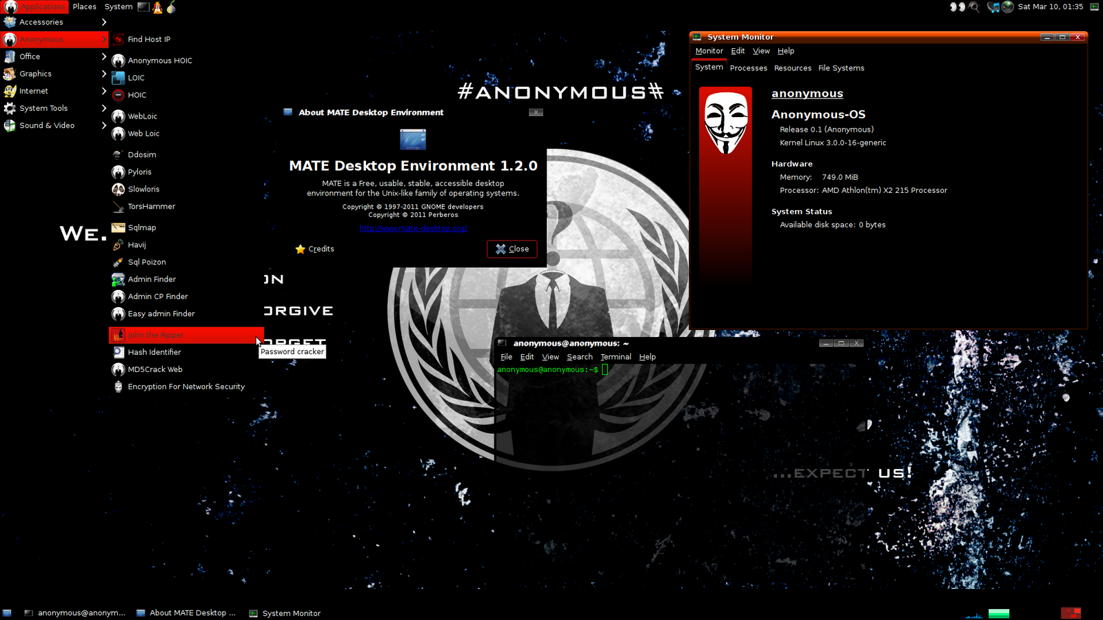 Anonymous OS 01 Anonymous Hackers released their own Operating