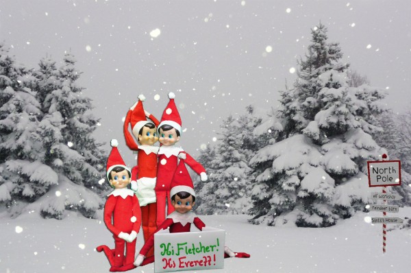 Elf On The Shelf Idea Photo With Friends From North Pole